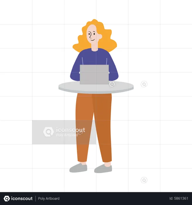 Mulher usando laptop  Ilustração