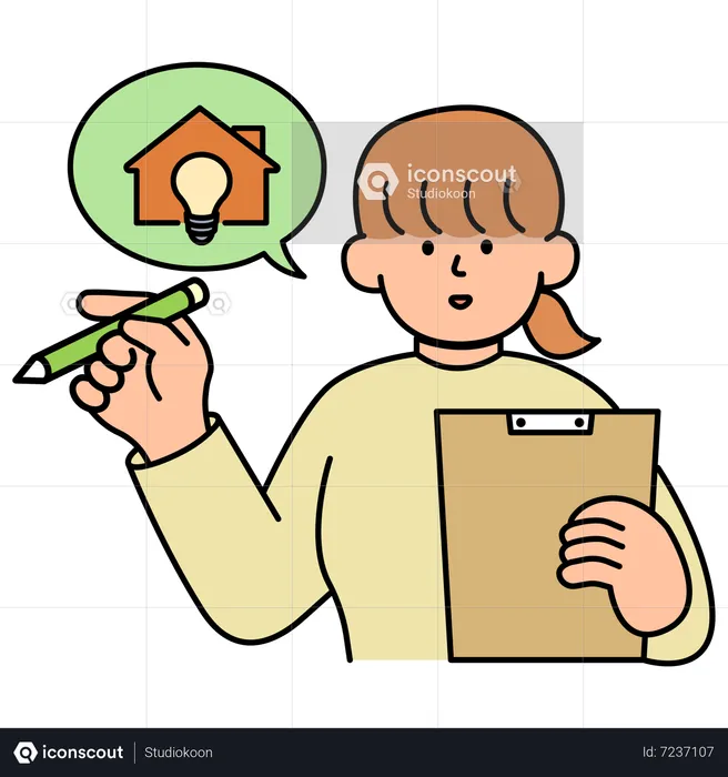 Mulher verificando a lista de verificação de economia de energia em casa  Ilustração