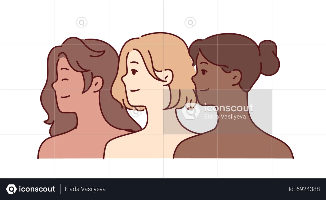 Mulheres com diferentes tipos de pele  Ilustração