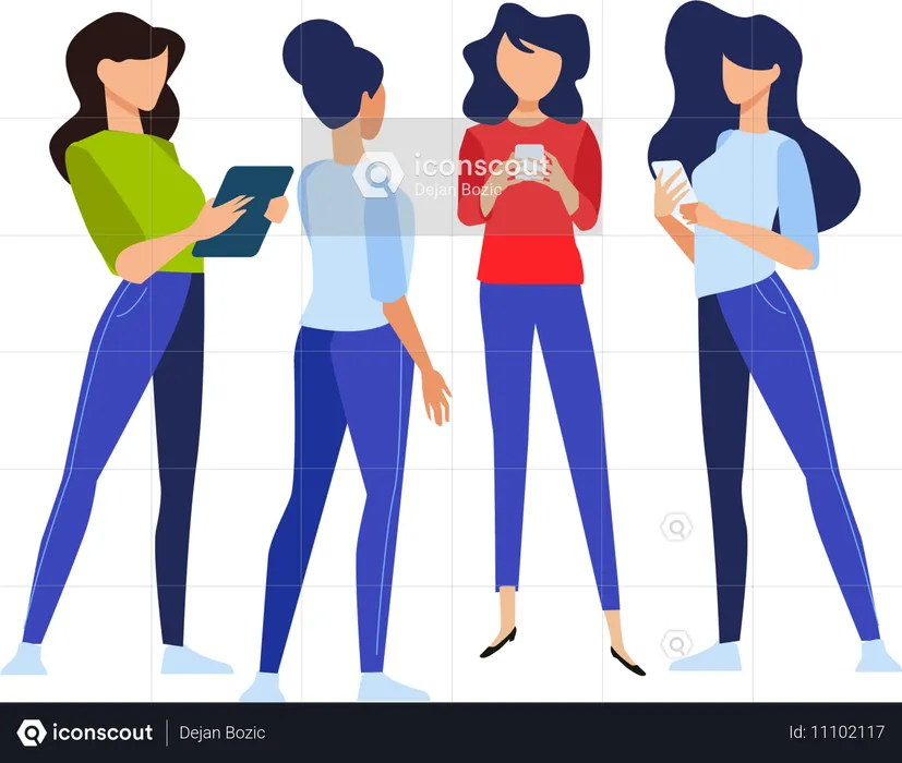 Mulheres de negócios usando telefone  Ilustração