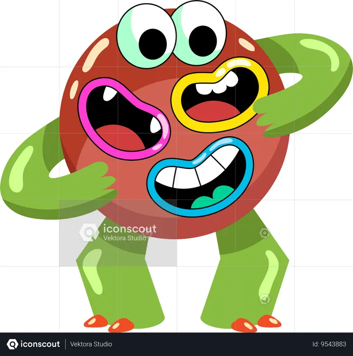 Multi-Faced Fun Monster  Illustration