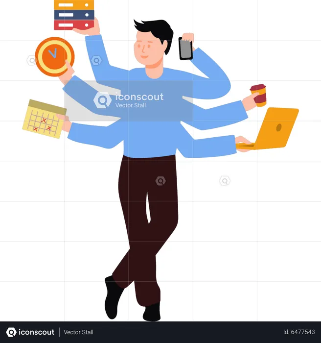 Multi-tasking employee  Illustration