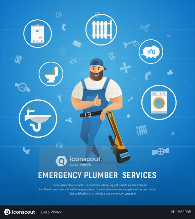 Multi tasking plumber or services of plumber  Illustration