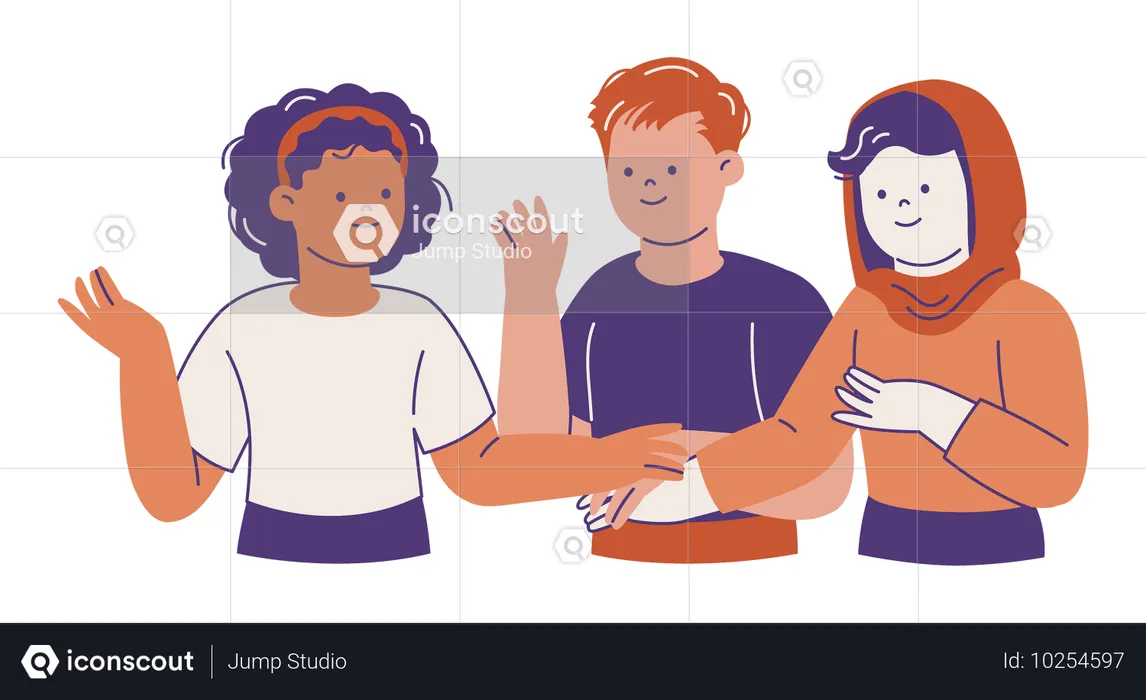 Multicultural Group of People is Standing Together Team  Illustration