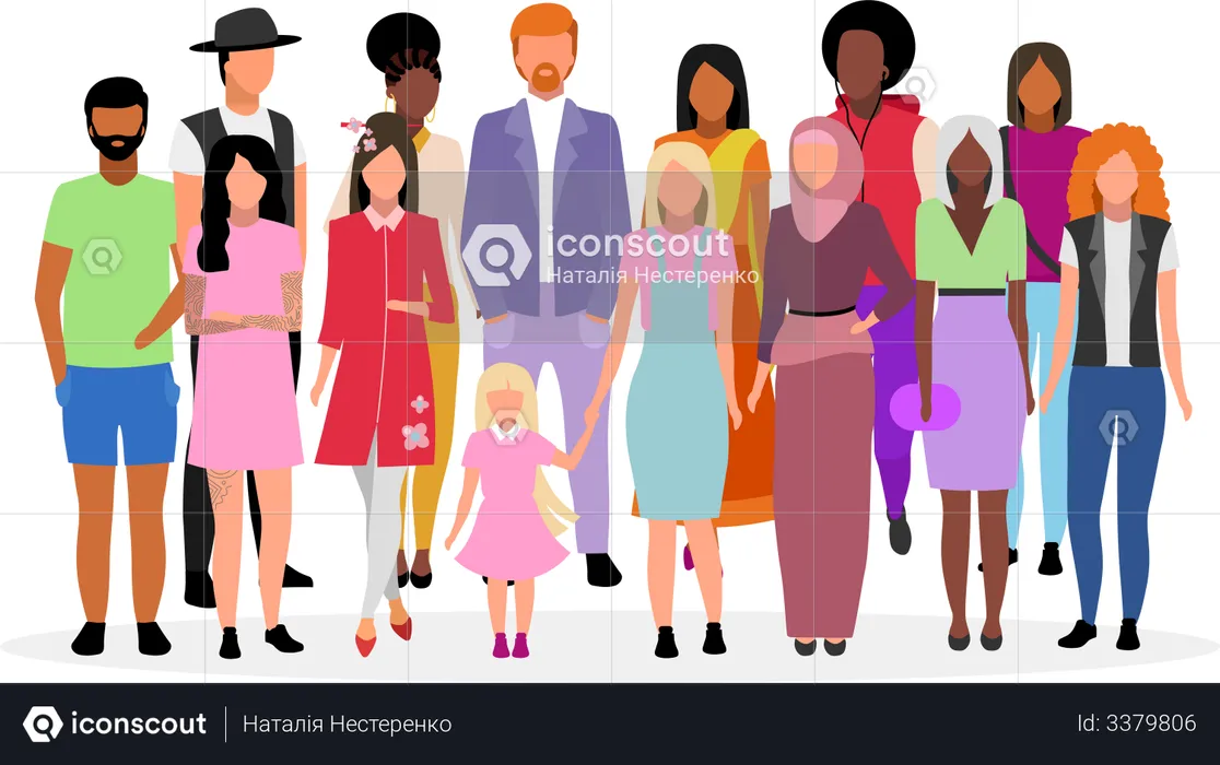 Multicultural people group  Illustration