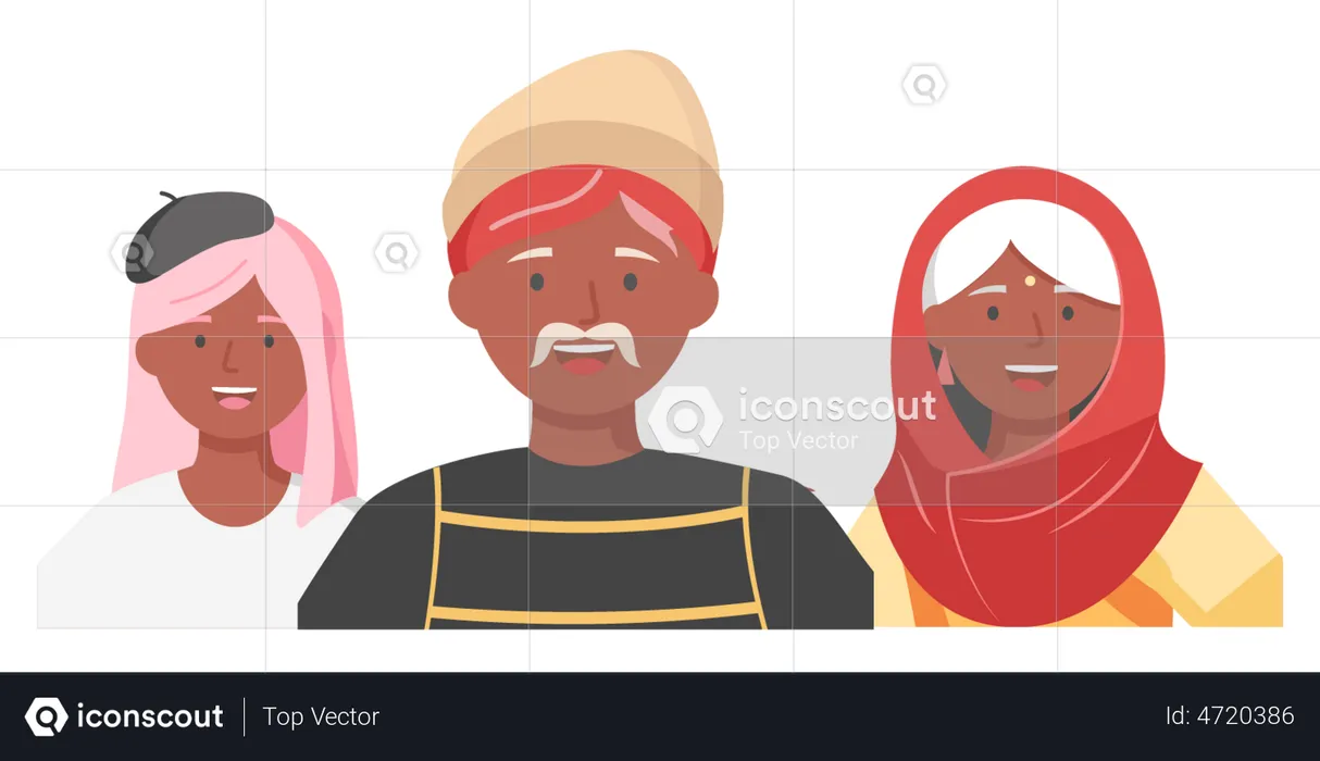 Multiethnic group of people standing together  Illustration