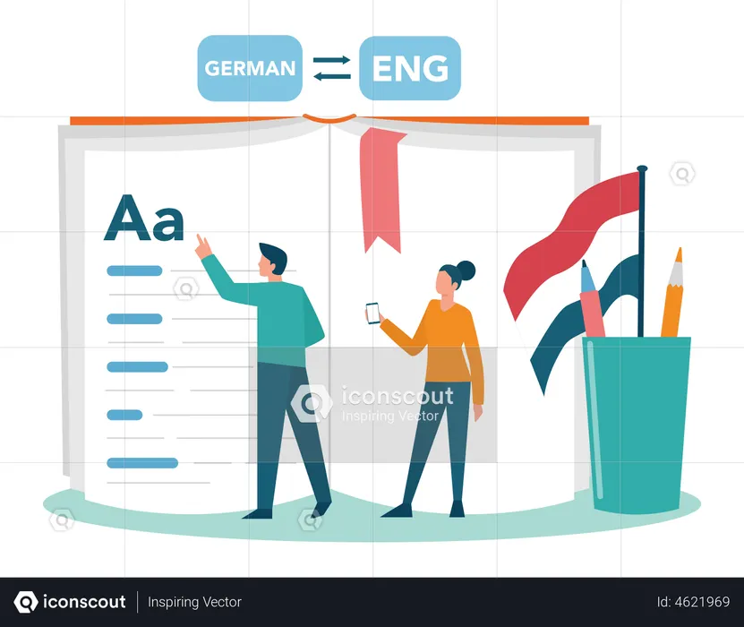 Multilanguage translator using dictionary  Illustration
