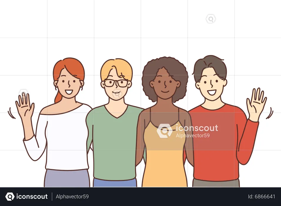 Multiracial people stay united  Illustration