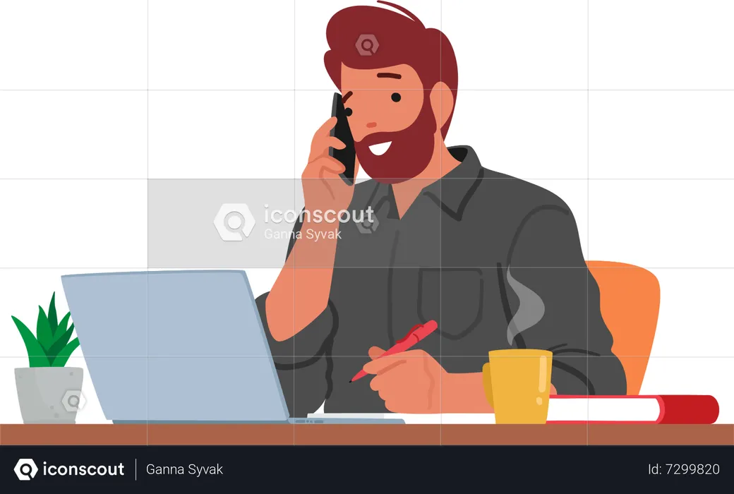 Homme professionnel multitâche  Illustration