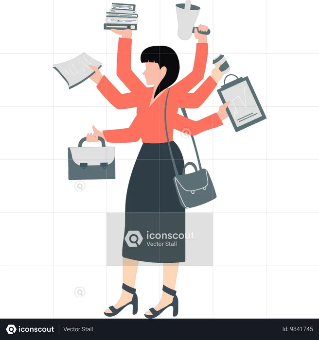 Multitalented women doing multiple jobs  Illustration