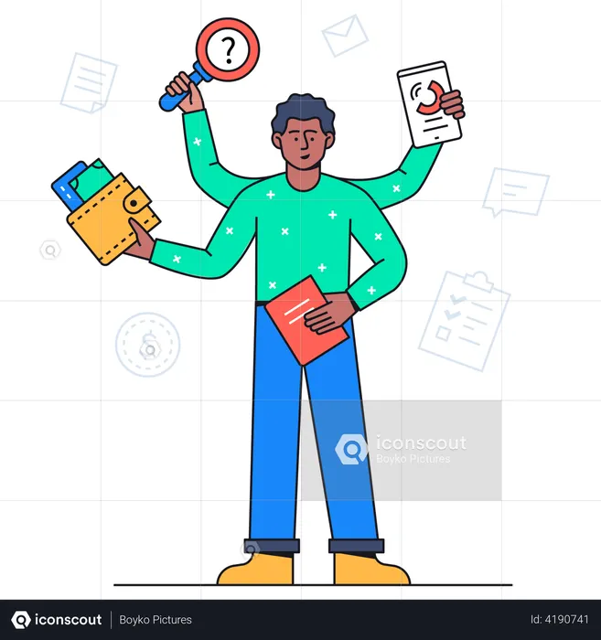 Multitasking businessman  Illustration