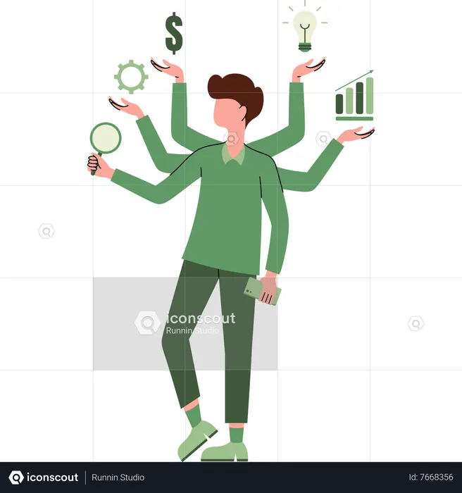 Multitasking Businessman  Illustration