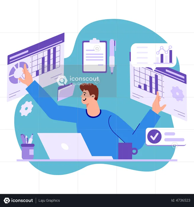 Multitasking Businessman  Illustration