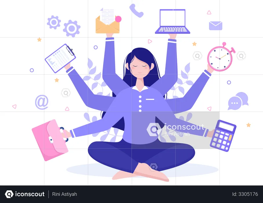 Multitasking BusinessWoman  Illustration