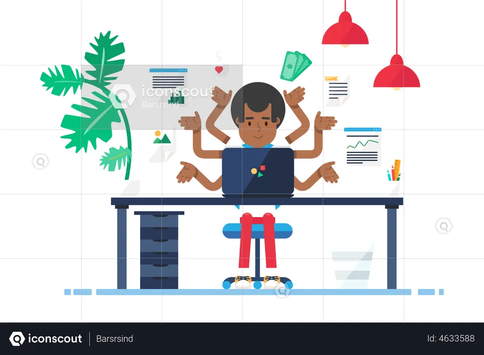 Multitasking employee  Illustration