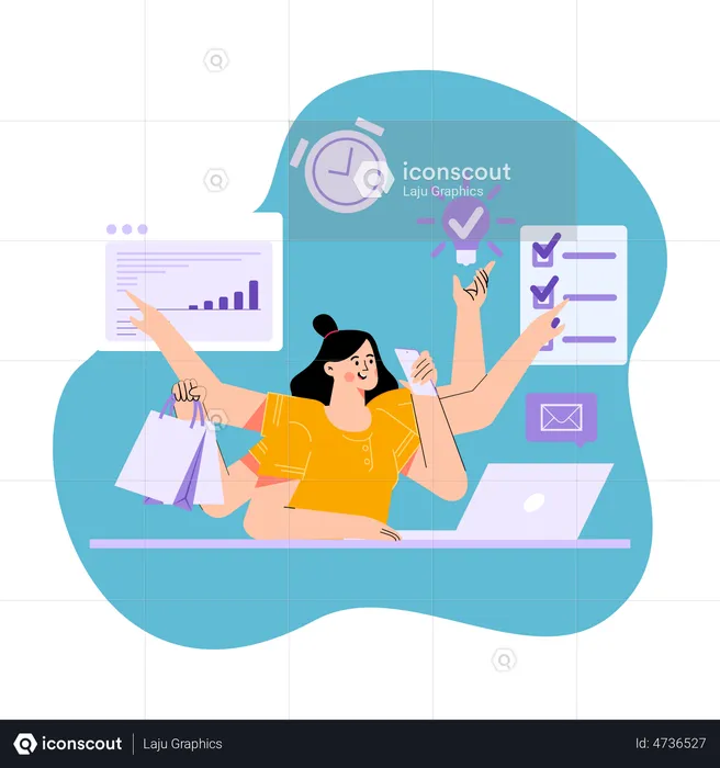 Multitasking-Geschäftsfrau  Illustration