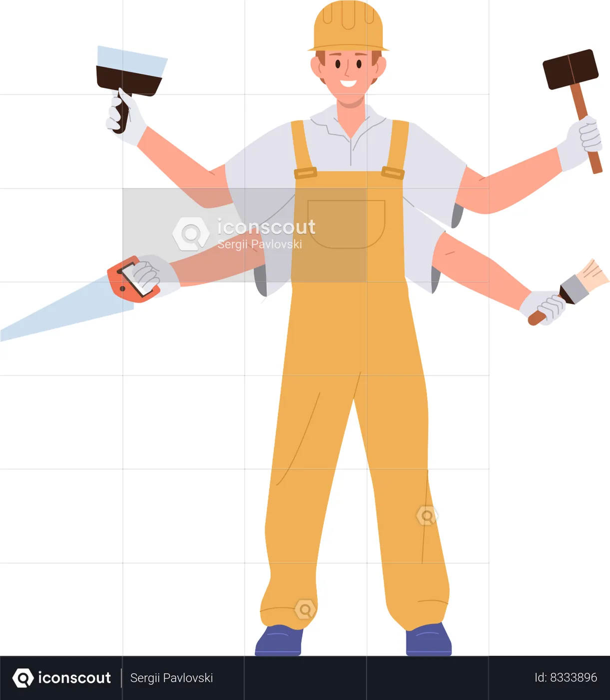 Best Multitasking handyman character having lots of arms with different ...