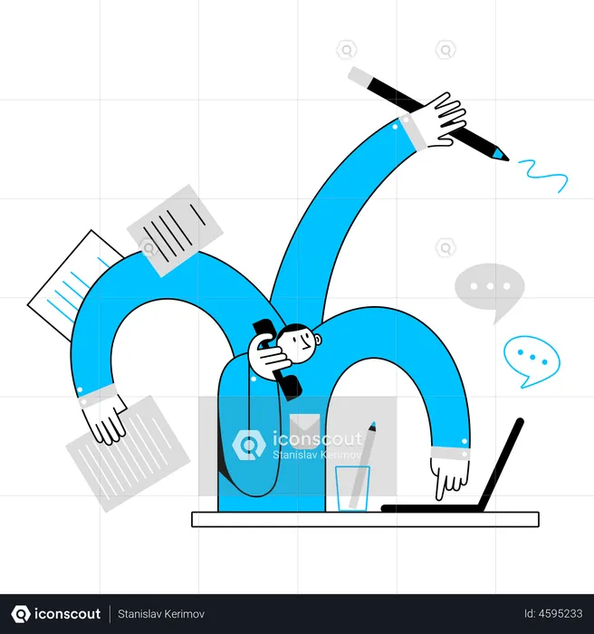 Multitasking In Business  Illustration