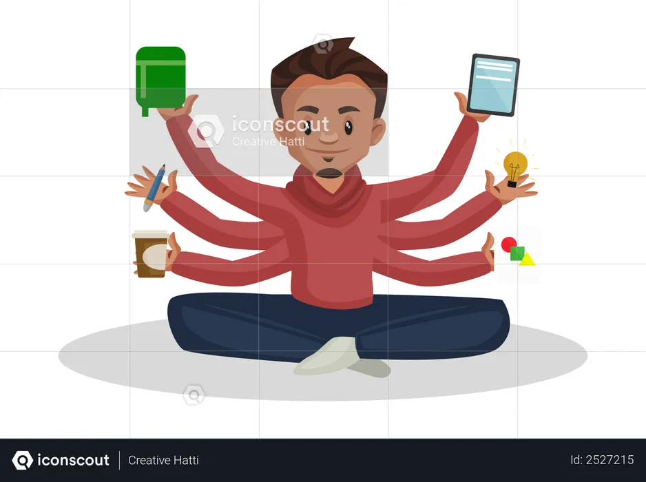 Multitasking man  Illustration