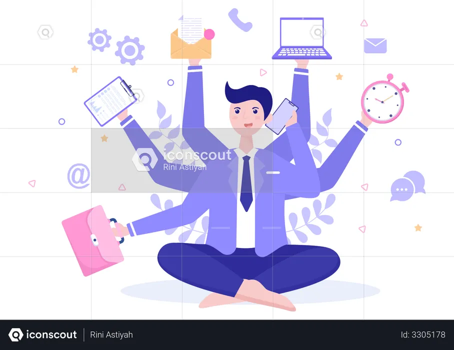 Multitasking Man  Illustration
