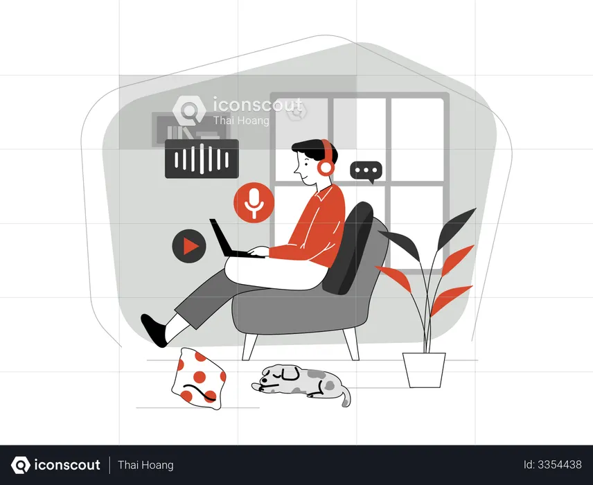 Multitasking man  Illustration