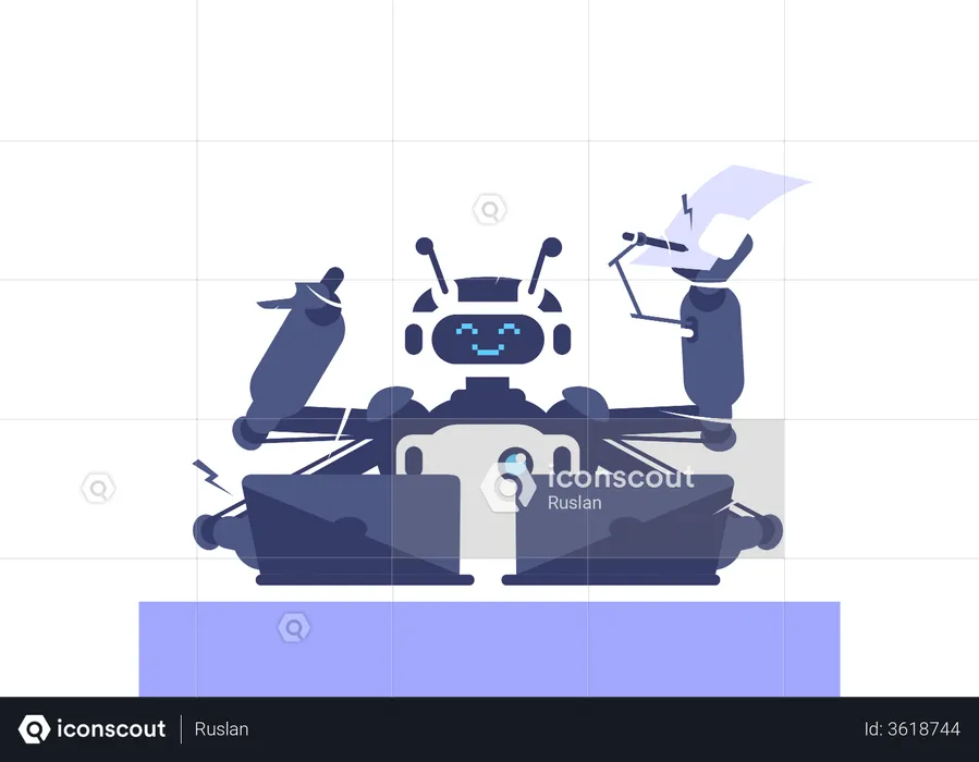 Multitasking Robot  Illustration
