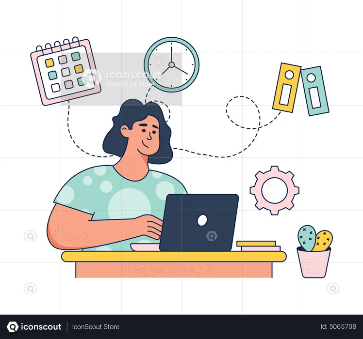 Multitasking Skills Employee  Illustration