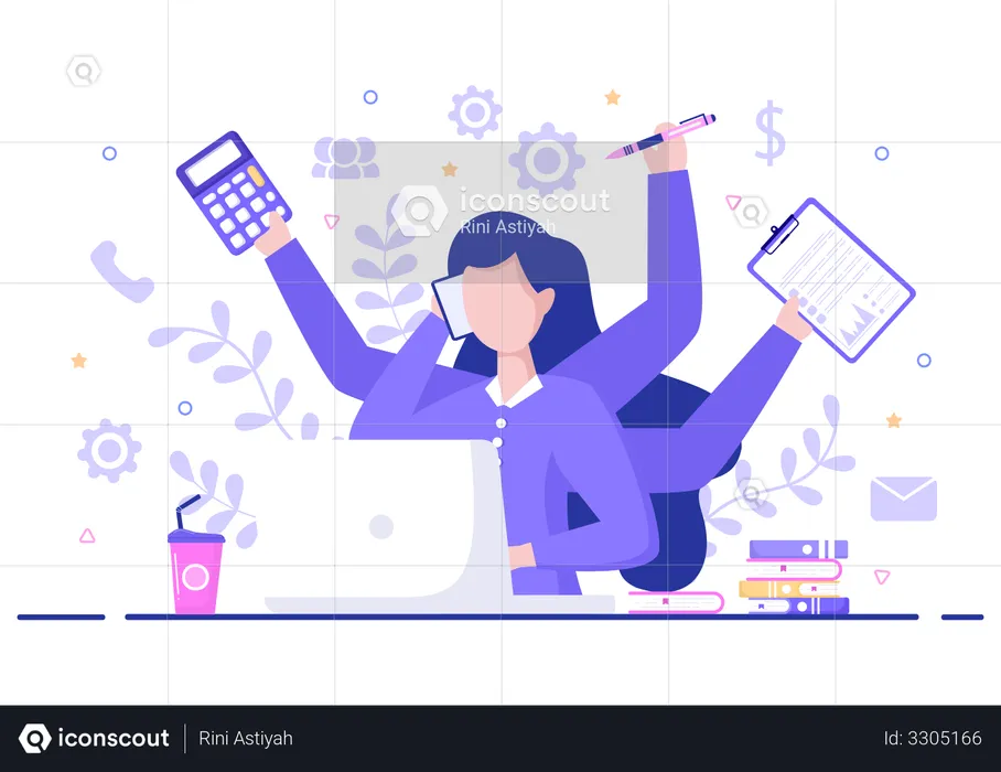 Multitasking Woman  Illustration