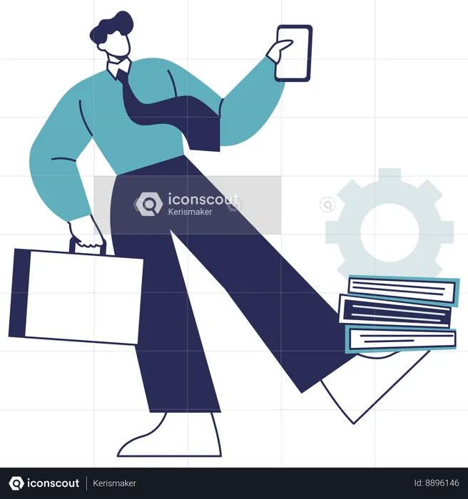 Multitasking Worker  Illustration