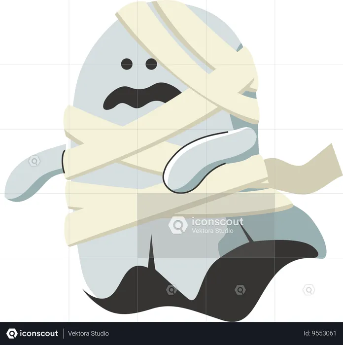 Mummy Wrapped Ghost  Illustration