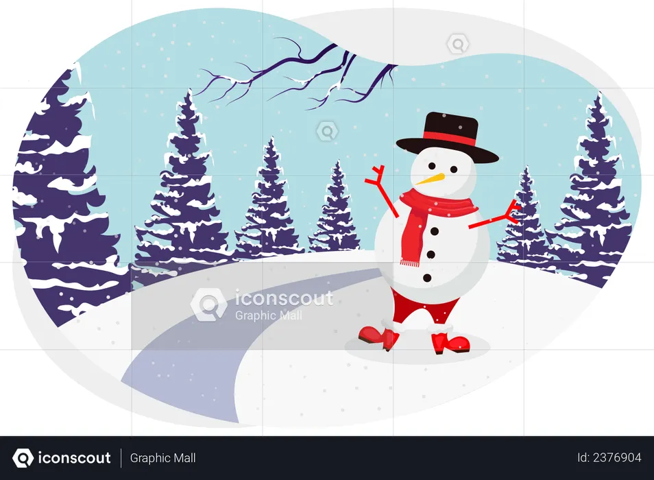 Muñeco de nieve de navidad  Ilustración