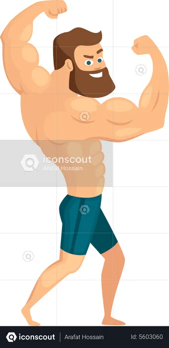 Muscular man showing arms  Illustration