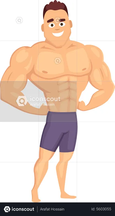 Muscular man standing  Illustration