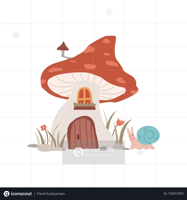 Mushroom fairy house of gnome or fairy  Illustration