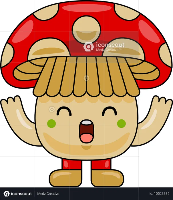 Mushroom Mascot Character  Illustration