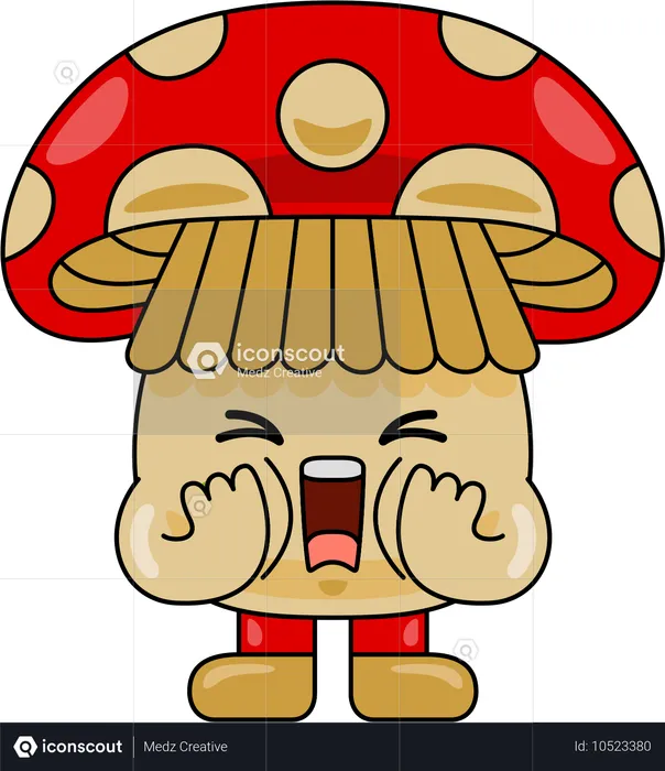 Mushroom Mascot Character shouting  Illustration