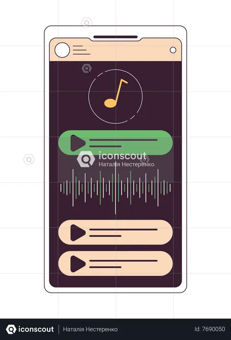 Music app on smartphone screen  Illustration