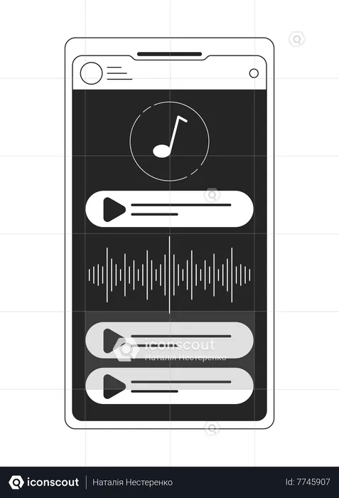 Music app on smartphone screen  Illustration