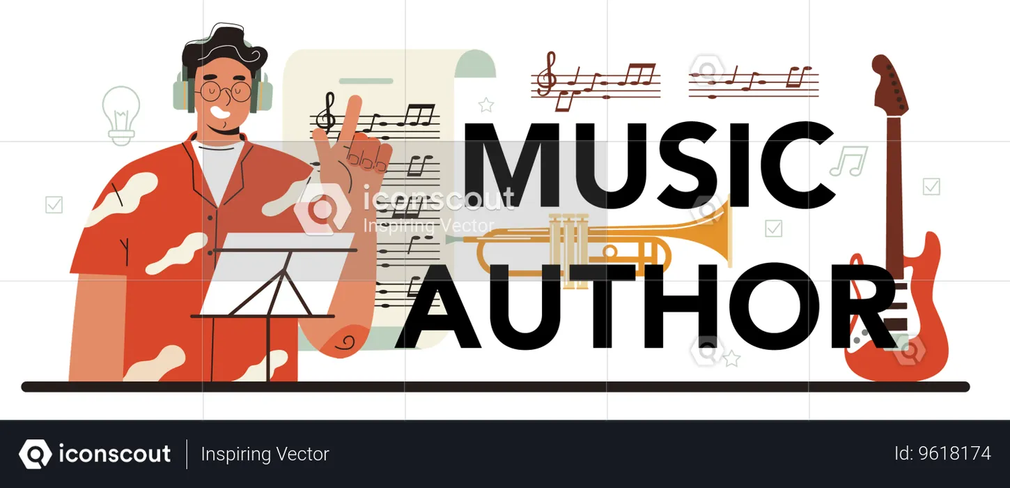 Music Composer making and playing  Illustration