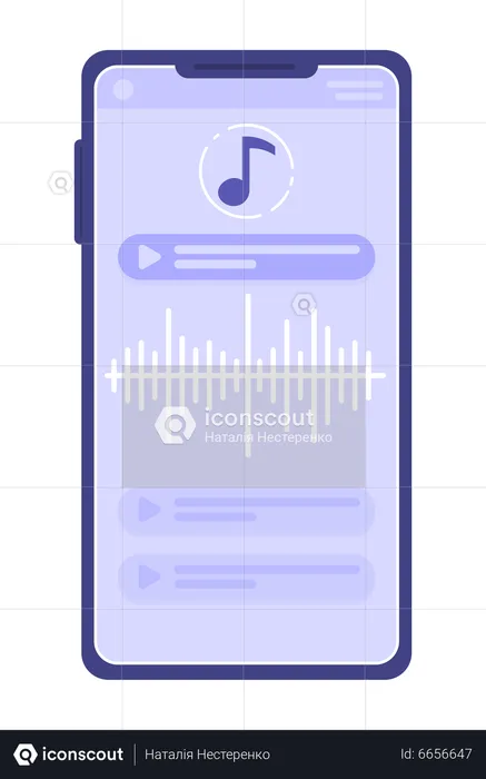 Music player app on mobile phone  Illustration