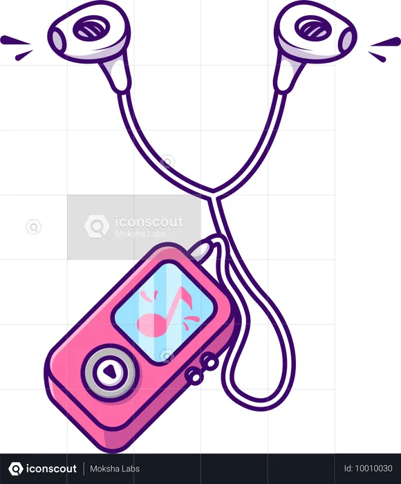 Music Player With Earphone  Illustration