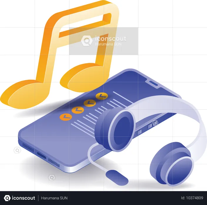 Music playlist on smartphone app  Illustration