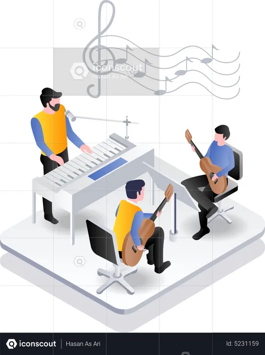 Music teacher and student collaboration  Illustration