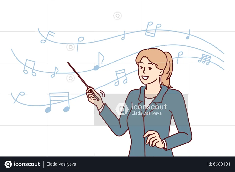 Music teacher teach music in class  Illustration