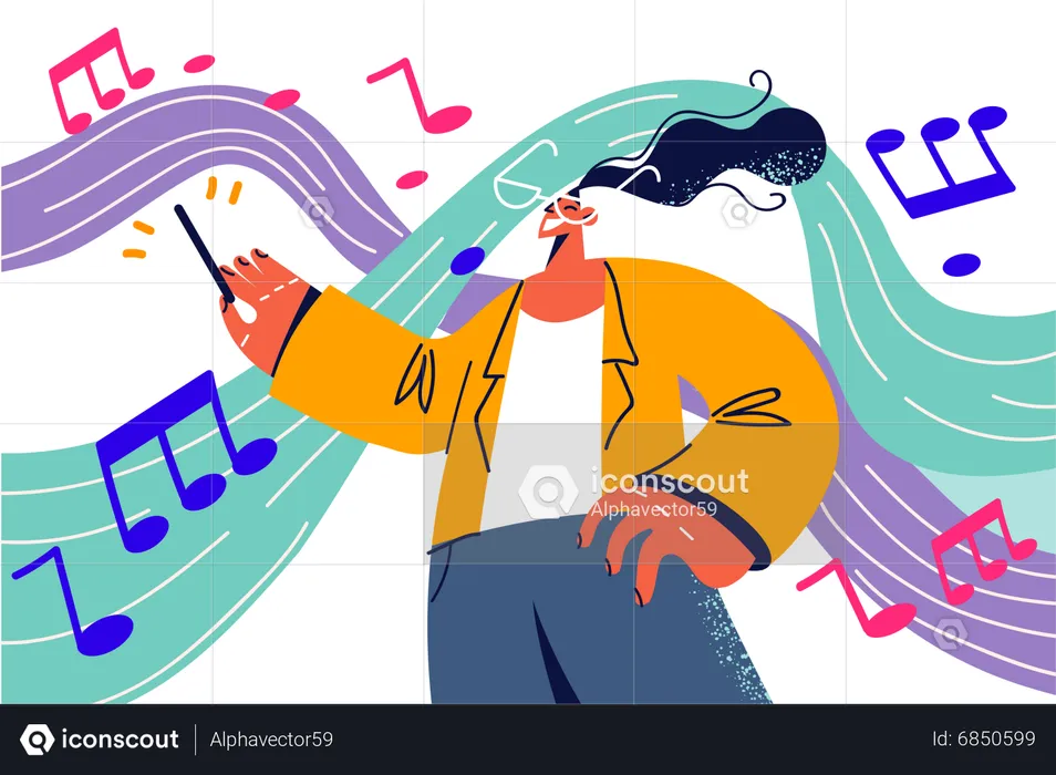 Music teacher teach music in class  Illustration