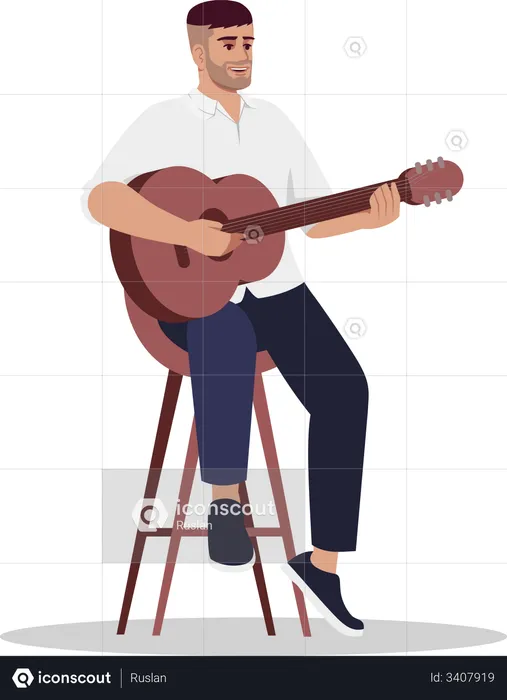 Musician play acoustic guitar  Illustration
