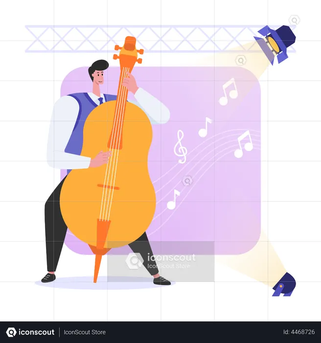 Musician Playing Cello With Fingers  Illustration