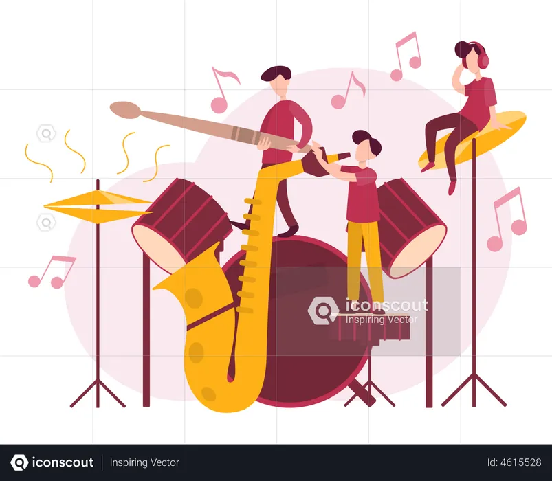 Musician playing musical instruments  Illustration
