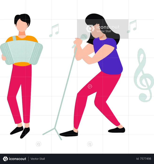 Musicians are playing at music concert  Illustration