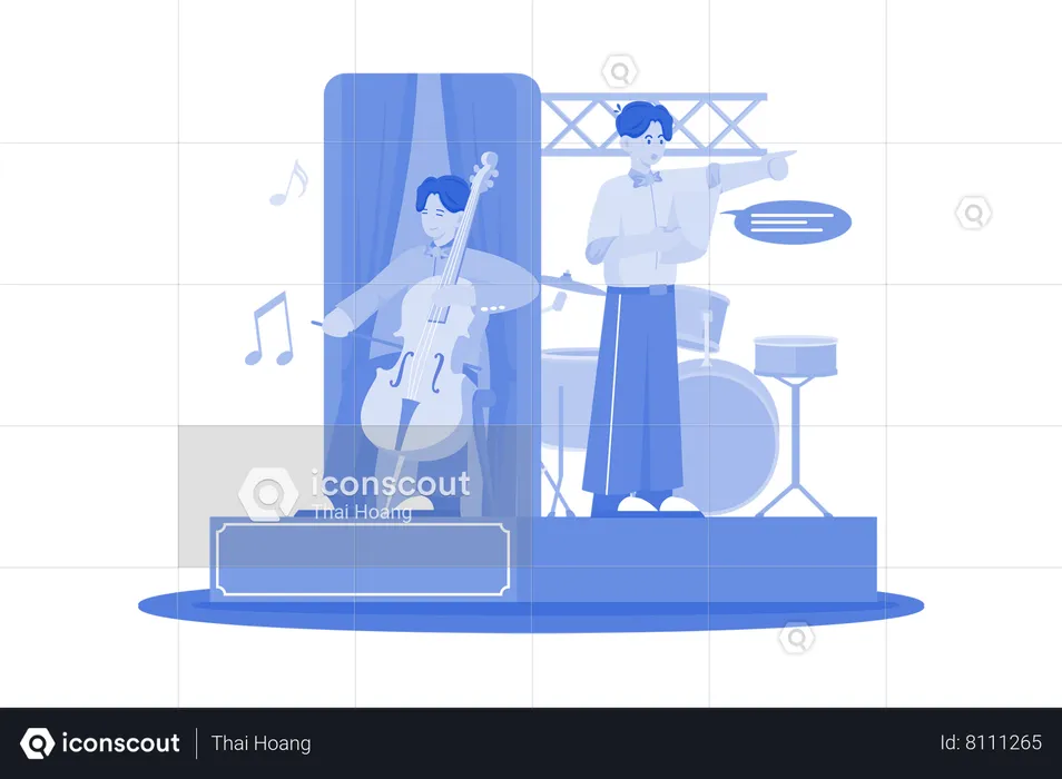 Musicians performing in band  Illustration